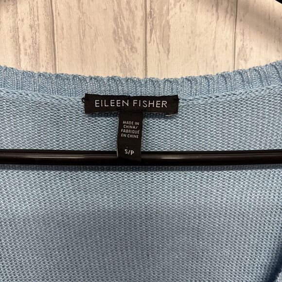 Womens Size S Eileen Fisher Oversized Deep V Neck Linen Sweater Blue EUC - Picture 2 of 6